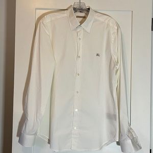Authentic Mens Burberry Slim Fit Monogram Motif Stretch Cotton Poplin Shirt